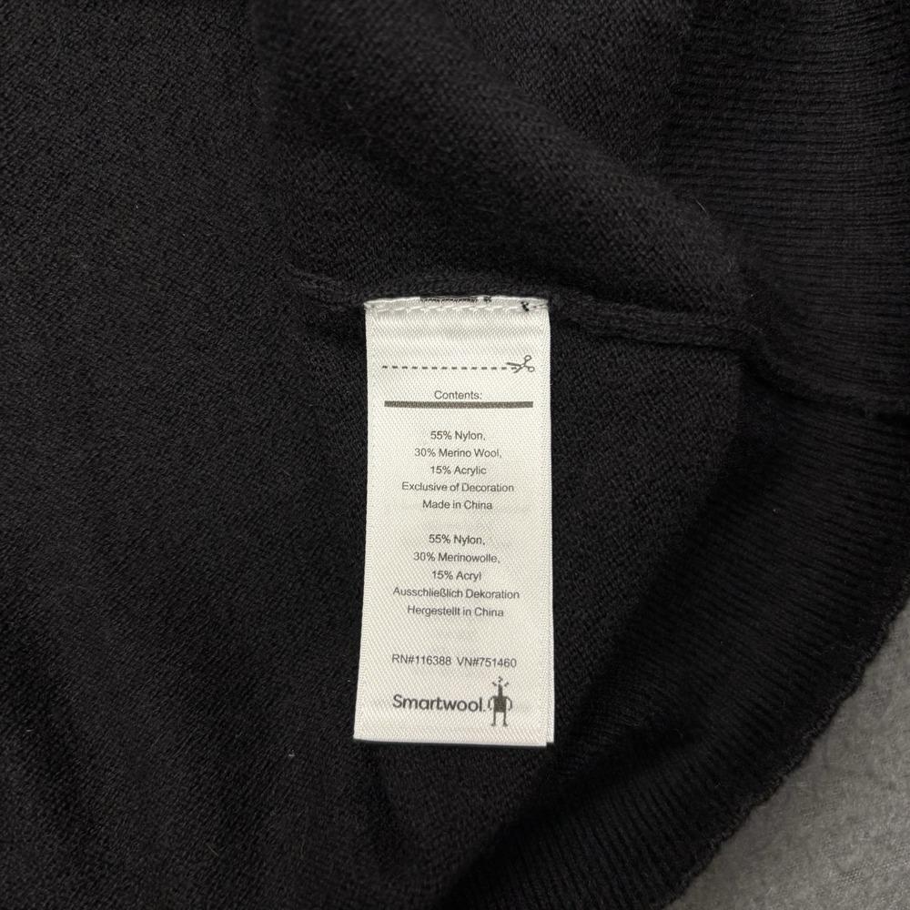 Smartwool Sweater Mens XL Black Merino Wool Blend V Neck Pullover Granola Hiking - Picture 4 of 11